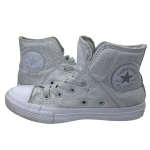 Converse All Star High Top Silver Glitter Sneakers Shoes Kids Sz 13 chuck taylor